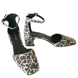 Pelle Moda Leopard Print Ankle Straps & Block Heels